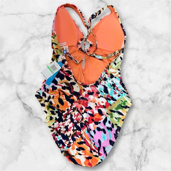 Bleu Rod Beattie Vibrant One Piece Swimsuit with Plunging Neckline Sz 8 nwt 010 - Picture 2 of 2